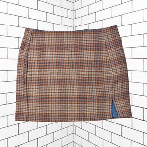 Lucy Paris Houndstooth Wool Blend Mini Skirt Size Large 90s Y2K Clueless